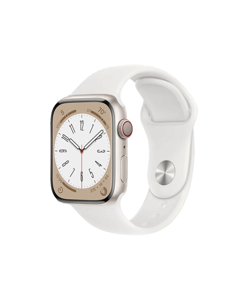 Refurbished Apple Watch Series 8 | 45mm | Aluminum Case Starlight White | White Sport Band | GPS | WiFi + 4G
