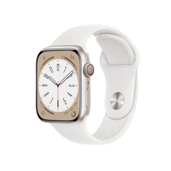 Refurbished Apple Watch Series 8 | 45mm | Aluminum Case Starlight White | White Sport Band | GPS | WiFi + 4G