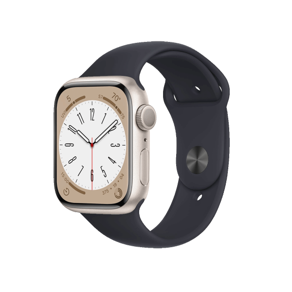Refurbished Apple Watch Series 8 | 41mm | Aluminum Case Starlight White | Black Sport Band | GPS | WiFi