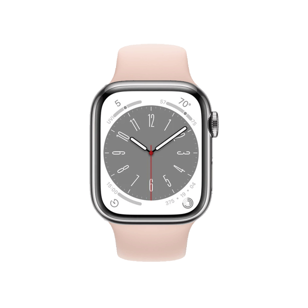 Refurbished Apple Watch Series 8 | 41mm | Aluminum Case Silver | Pink Sand Sport Band | GPS | WiFi + 4G