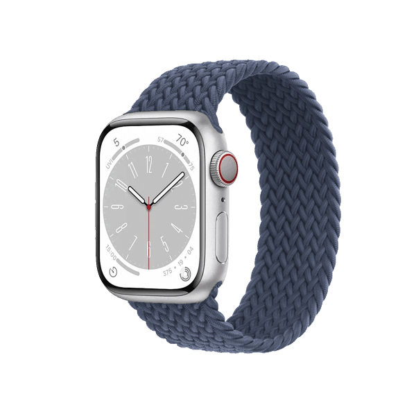 Refurbished Apple Watch Series 8 | 45mm | Aluminum Case Silver | Storm Blue Woven Solo Loop | GPS | WiFi