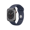 Refurbished Apple Watch Series 8 | 45mm | Stainless Steel Case Graphite | Midnight Blue Sport Band | GPS | WiFi + 4G
