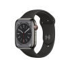 Refurbished Apple Watch Series 8 | 45mm | Stainless Steel Case Graphite | Black Sport Band | GPS | WiFi + 4G