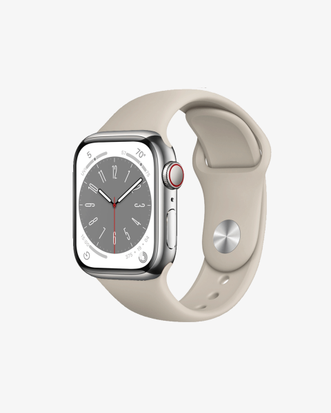 Refurbished Apple Watch Series 8 | 45mm | Stainless Steel Case Silver | Stone Sport Band | GPS | WiFi + 4G