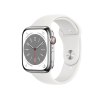 Refurbished Apple Watch Series 8 | 45mm | Stainless Steel Case Silver | White Sport Band | GPS | WiFi + 4G