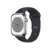 Refurbished Apple Watch Series 8 | 45mm | Stainless Steel Case Silver | Black Sport Band | GPS | WiFi + 4G