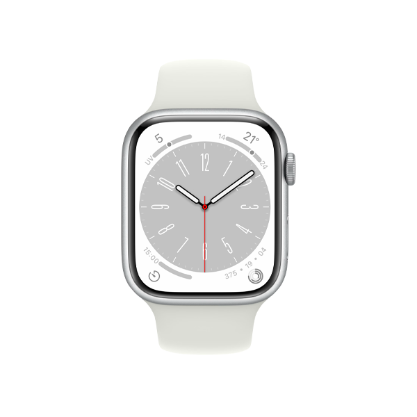 Refurbished Apple Watch Series 8 | 45mm | Aluminium Case Silver | White Sport Band | GPS | WiFi