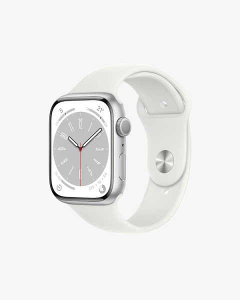 Refurbished Apple Watch Series 8 | 45mm | Aluminium Case Silver | White Sport Band | GPS | WiFi