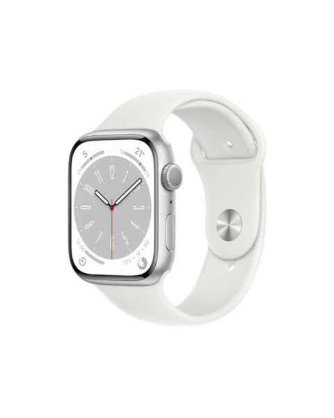 Refurbished Apple Watch Series 8 | 45mm | Aluminium Case Silver | White Sport Band | GPS | WiFi