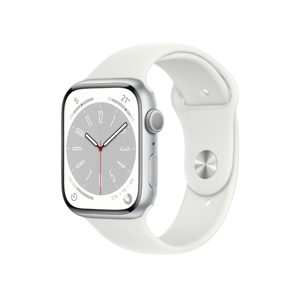 Refurbished Apple Watch Series 8 | 45mm | Aluminium Case Silver | White Sport Band | GPS | WiFi