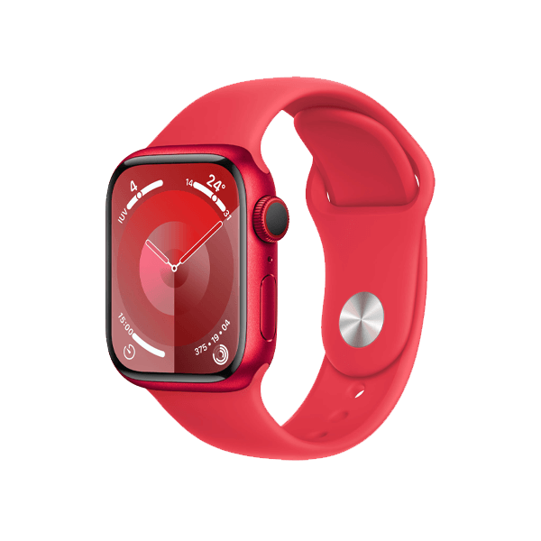 Refurbished Apple Watch Series 9 | 41mm | Aluminium Case Red | Red Sport Band M/L | GPS | WiFi + 4G