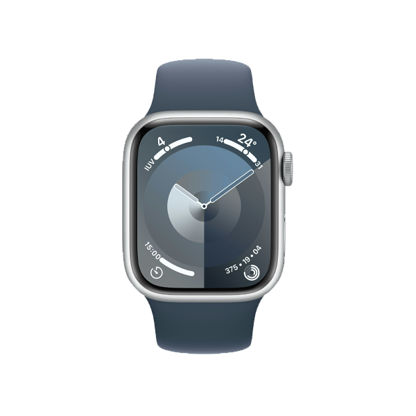 Refurbished Apple Watch Series 9 | 41mm | Aluminium Case Silver | Blue Sport Band M/L | GPS | WiFi