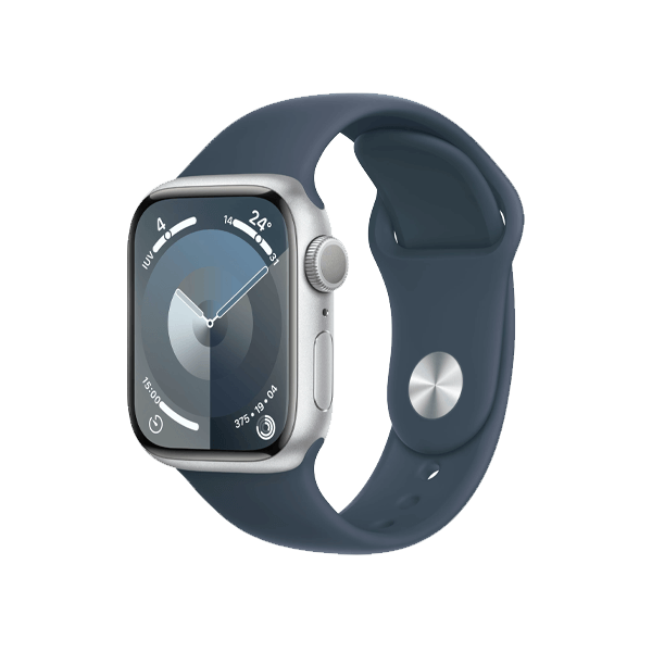 Refurbished Apple Watch Series 9 | 41mm | Aluminium Case Silver | Blue Sport Band M/L | GPS | WiFi