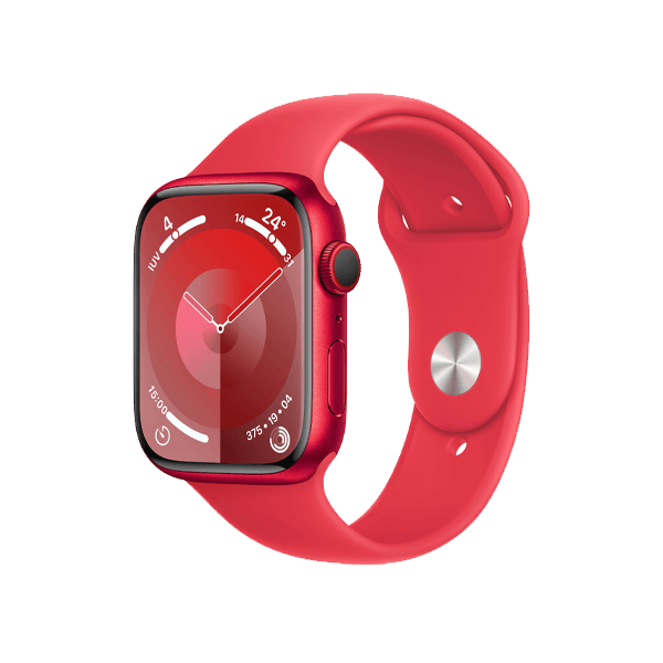 Refurbished Apple Watch Series 9 | 45mm | Aluminium Case Red | Red Sport Band M/L | GPS | WiFi + 4G