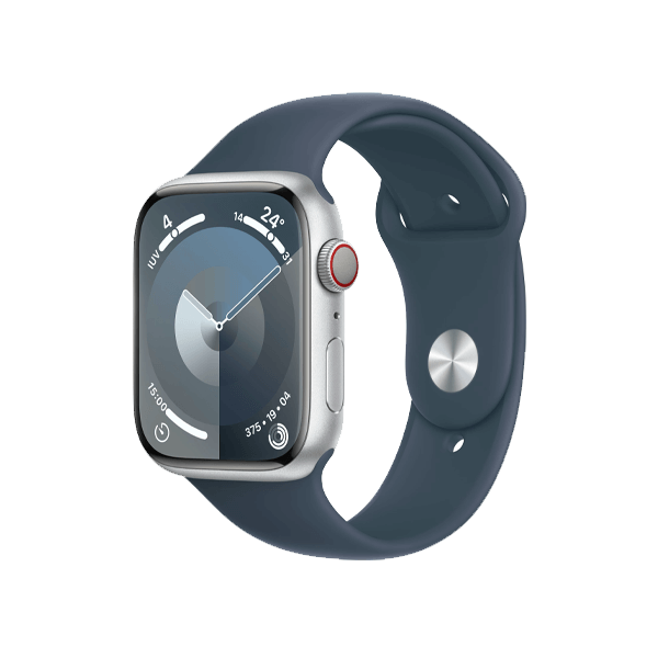 Refurbished Apple Watch Series 9 | 45mm | Aluminium Case Silver | Blue Sport Band M/L | GPS | WiFi + 4G