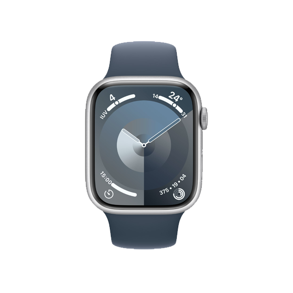 Refurbished Apple Watch Series 9 | 45mm | Aluminium Case Silver | Blue Sport Band M/L | GPS | WiFi