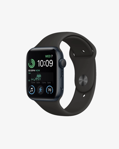 Refurbished Apple Watch Series SE 2022 | 44mm | Aluminum Case Midnight Blue | Black Sport Band | GPS | WiFi + 4G