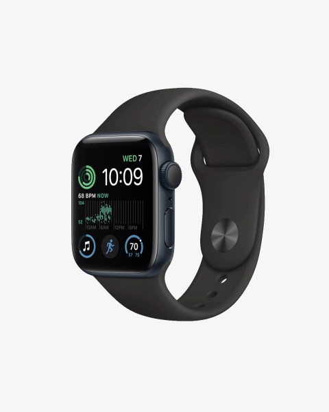 Refurbished Apple Watch Series SE 2022 | 40mm | Aluminum Case Midnight Blue | Black Sport Band | GPS | WiFi + 4G