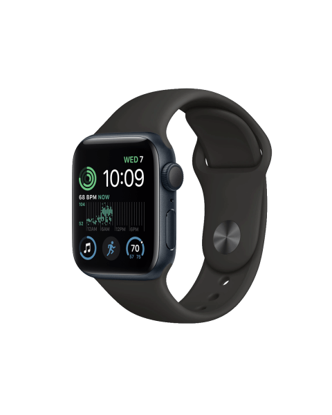 Refurbished Apple Watch Series SE 2022 | 40mm | Aluminum Case Midnight Blue | Black Sport Band | GPS | WiFi + 4G