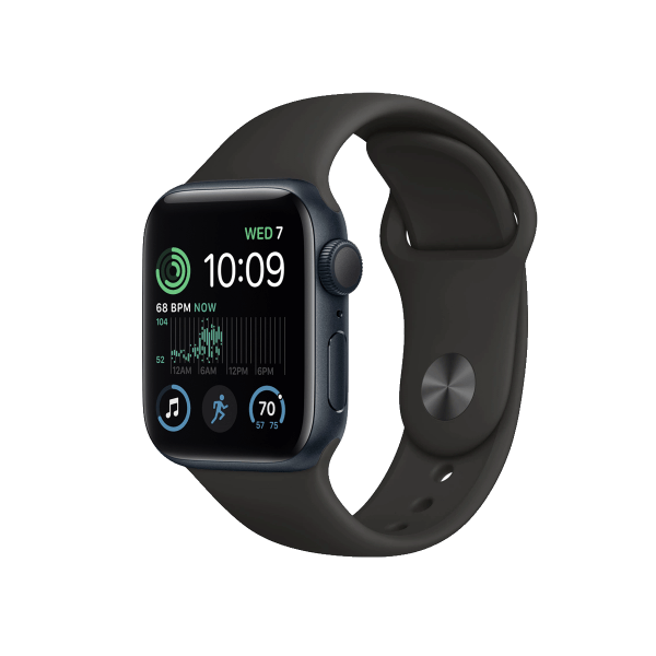 Refurbished Apple Watch Series SE 2022 | 40mm | Aluminum Case Midnight Blue | Black Sport Band | GPS | WiFi + 4G