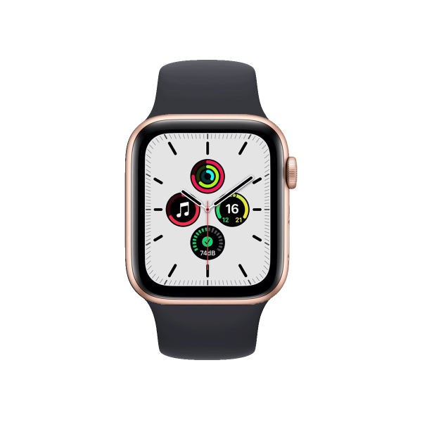 Refurbished Apple Watch Series SE | 40mm | Aluminum Case Rose Gold | Black Sport Band | GPS | WiFi + 4G