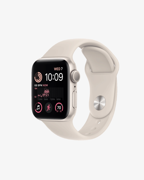 Refurbished Apple Watch Series SE 2022 | 40mm | Aluminum Case Starlight White | Starlight White Sport Band | GPS | WiFi