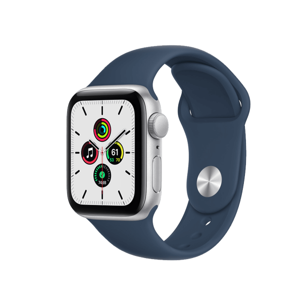 Refurbished Apple Watch Series SE | 40mm | Aluminum Case Silver | Blue Sport Band | GPS | WiFi + 4G