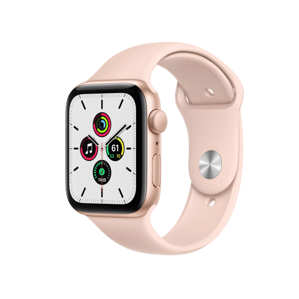 Refurbished Apple Watch Series SE | 44mm | Aluminum Case Gold | Pink Sport Band | GPS | WiFi