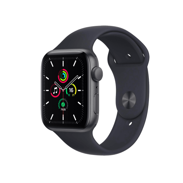 Refurbished Apple Watch Series SE | 44mm | Aluminum Case Space Gray | Midnight Blue Sport Band | GPS | WiFi + 4G