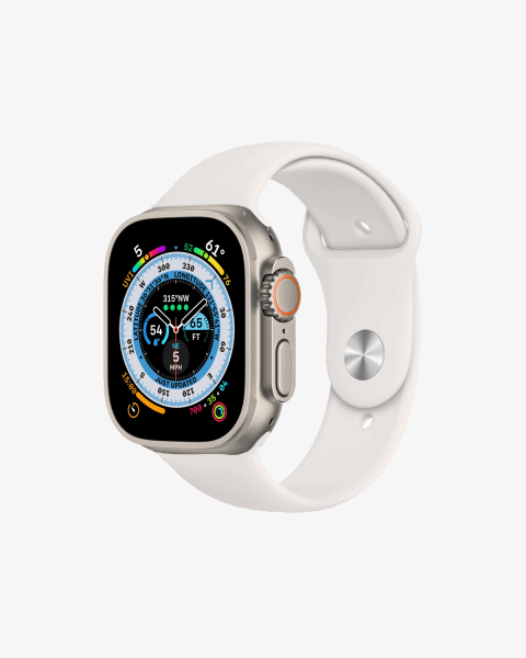Refurbished Apple Watch Ultra | 49mm | Titanium Case | White Sport Band | GPS | WiFi + 4G