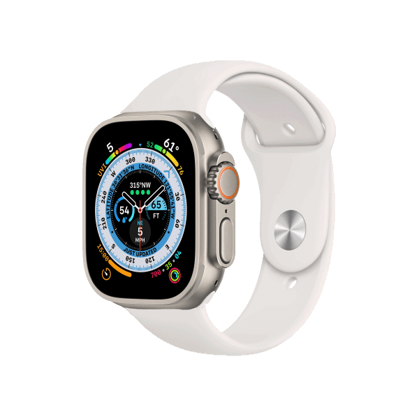 Refurbished Apple Watch Ultra | 49mm | Titanium Case | White Sport Band | GPS | WiFi + 4G