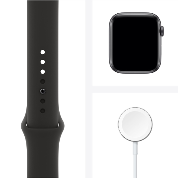 Refurbished Apple Watch Series 6 | 44mm | Aluminum Case Space Gray | Black Sport Band | GPS | WiFi + 4G