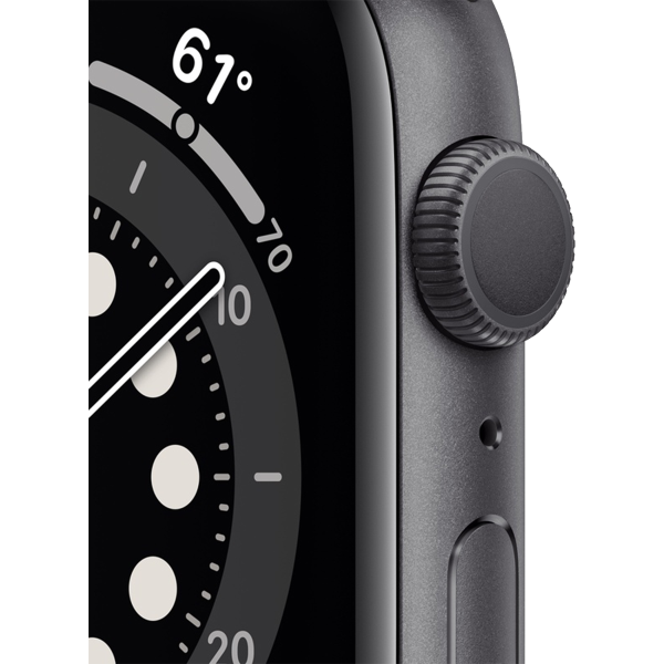 Refurbished Apple Watch Series 6 | 44mm | Aluminum Case Space Gray | Black Sport Band | GPS | WiFi + 4G