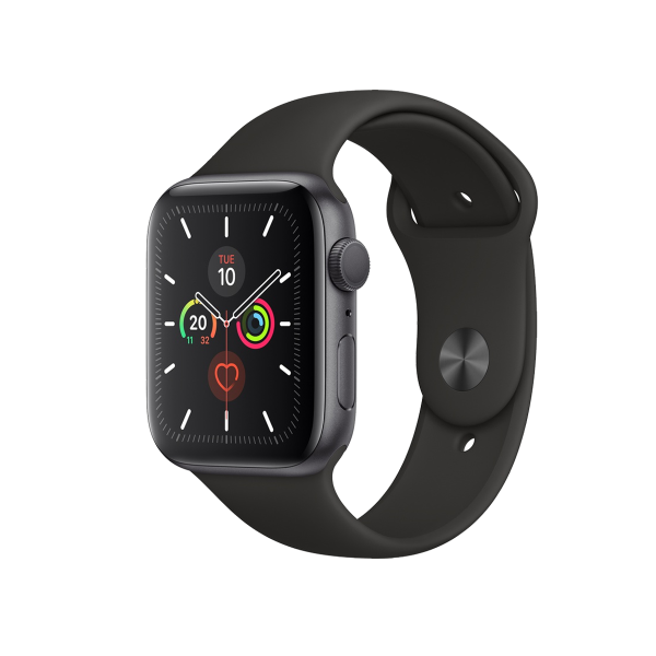 Refurbished Apple Watch Series 5 | 44mm | Aluminum Case Space Gray | Black Sport Band | GPS | WiFi