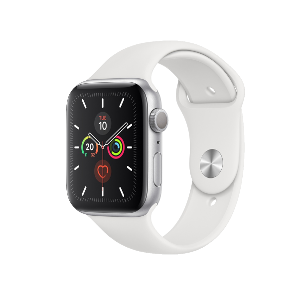 Refurbished Apple Watch Series 5 | 40mm | Aluminum Case Silver | White Sport Band | GPS | WiFi + 4G