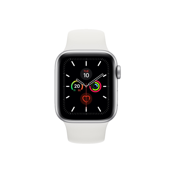 Refurbished Apple Watch Series 5 | 44mm | Aluminum Case Silver | White Sport Band | GPS | WiFi