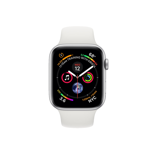 Refurbished Apple Watch Series 4 | 44mm | Aluminum Case Silver | White Sport Band | GPS | WiFi