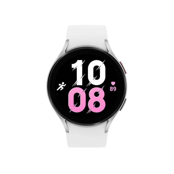 Refurbished Galaxy Watch5 | 44mm | Aluminum Case Silver | White Sport Band | GPS | WiFi