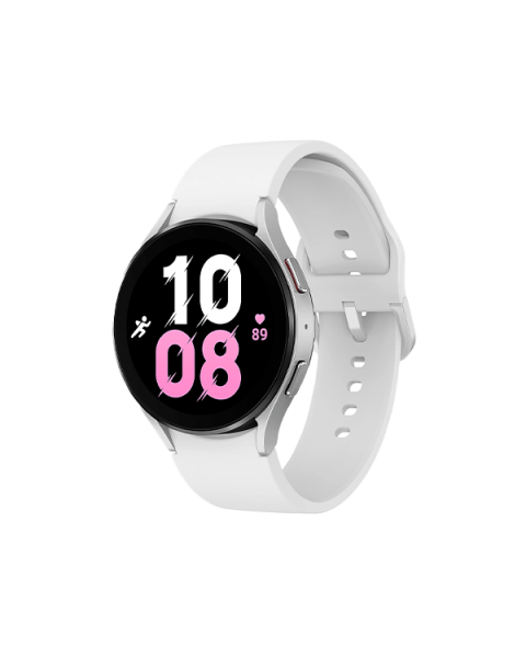 Refurbished Galaxy Watch5 | 44mm | Aluminum Case Silver | White Sport Band | GPS | WiFi