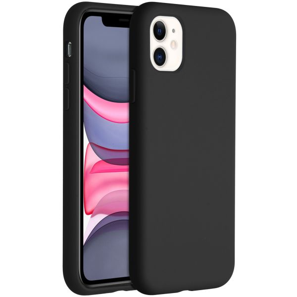 Accezz Liquid Silicone Backcover iPhone 11 - Zwart / Schwarz / Black