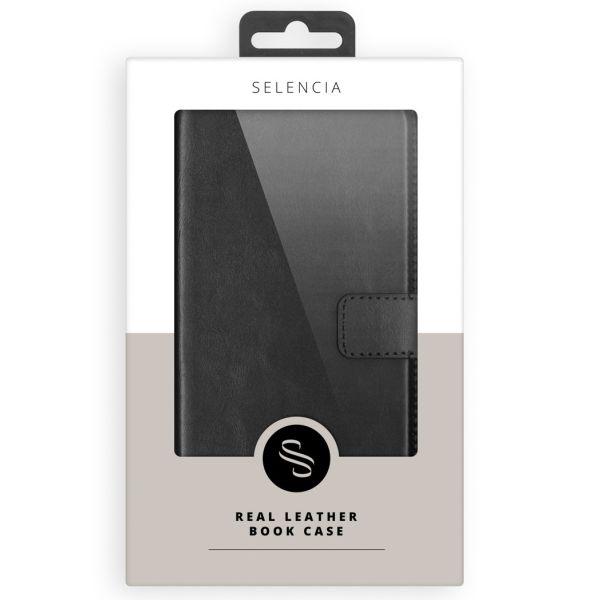 Selencia Echt Lederen Bookcase iPhone 11 Pro Max - Zwart / Schwarz / Black