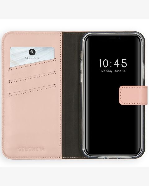 Selencia Echt Lederen Bookcase iPhone 12 (Pro) - Roze / Rosa / Pink
