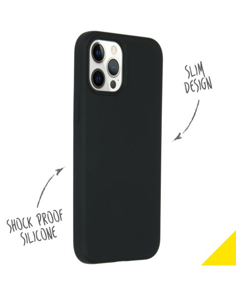 Accezz Liquid Silicone Backcover iPhone 12 Pro Max - Zwart / Schwarz / Black