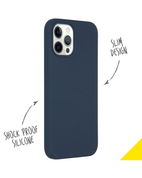 Accezz Liquid Silicone Backcover iPhone 12 Pro Max - Donkerblauw / Dunkelblau  / Dark blue