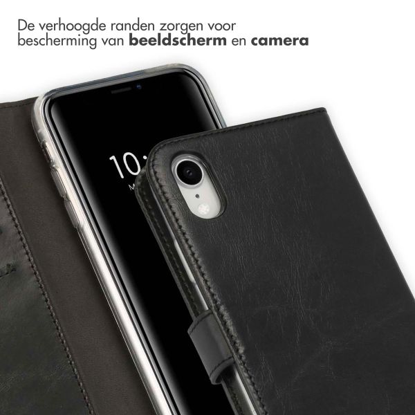 Genuine Leather Booktype iPhone Xr - Black / Black