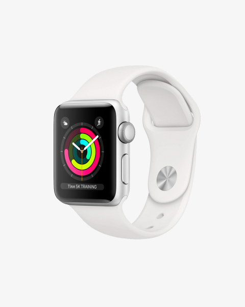 Refurbished Apple Watch Series 3 | 38mm | Aluminum Case Silver | White Sport Band | GPS | WiFi