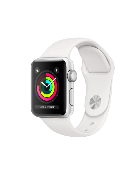 Refurbished Apple Watch Series 3 | 38mm | Aluminum Case Silver | White Sport Band | GPS | WiFi