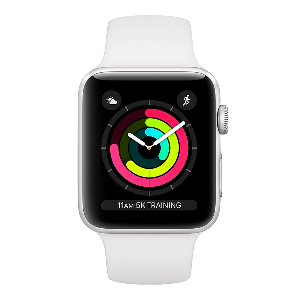 Refurbished Apple Watch Series 3 | 42mm | Aluminum Case Silver | White Sport Band | GPS | WiFi