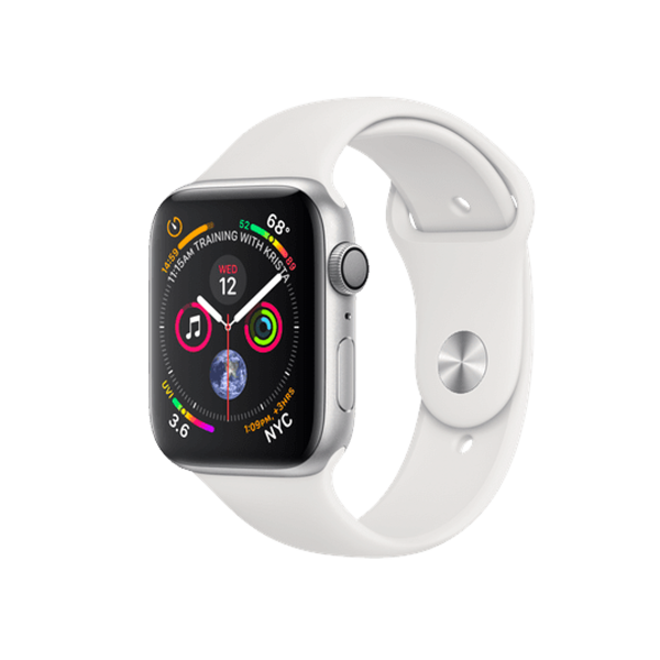 Refurbished Apple Watch Series 4 | 44mm | Aluminum Case Silver | White Sport Band | GPS | WiFi