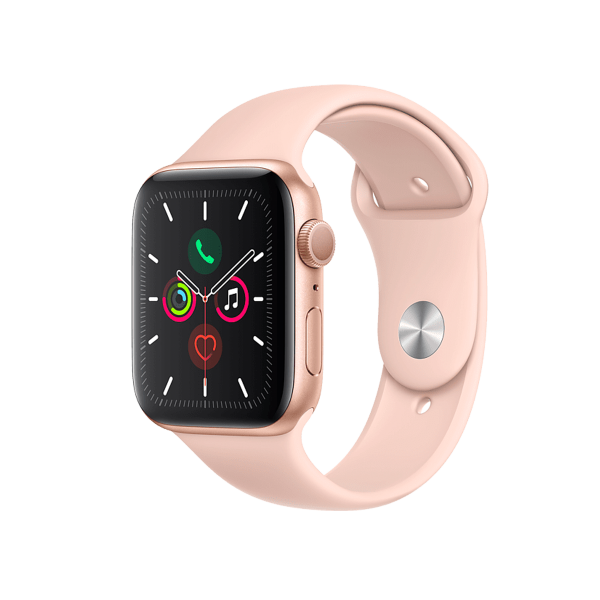 Refurbished Apple Watch Series 5 | 44mm | Aluminum Case Gold | Pink Sport Band | GPS | WiFi + 4G